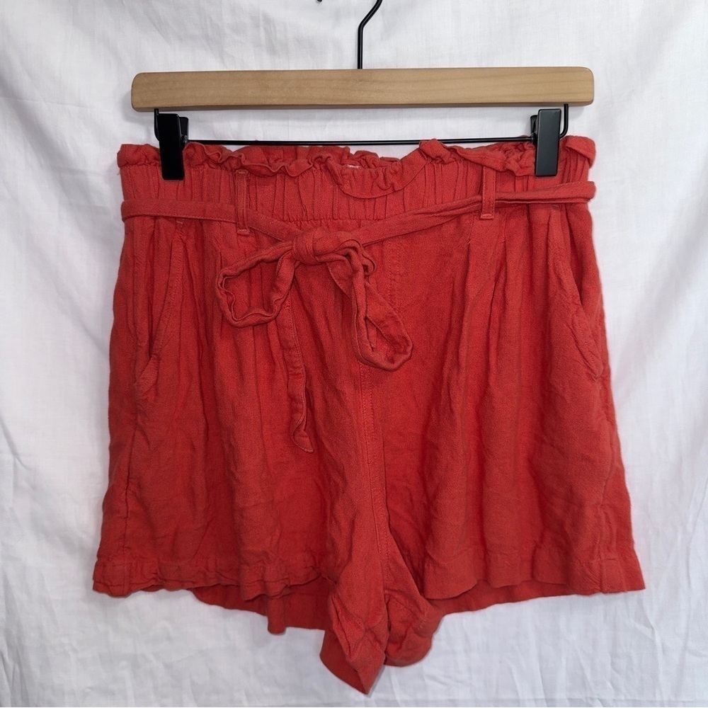 American Eagle AE Red High Waisted Stretch Pull On Tie Waisted Shorts